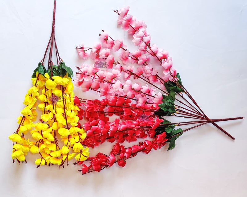 ARTSY® Artificial Flowers Bunch for Decoration Cherry Blossom, Ideal for vase, Home, Office Decor, Gifts, Craft, Artificial Plants for Decoration, Without vase, Assorted, Combo, 3 Piece, 55 cm Height - Image 4