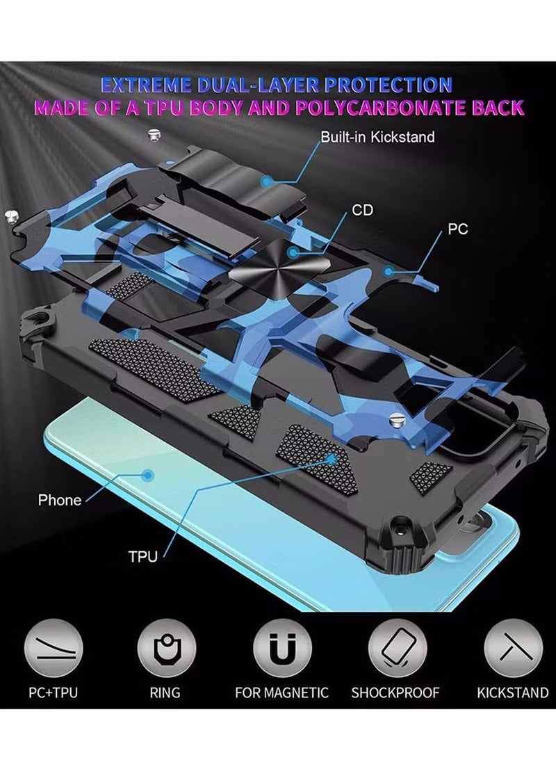 Generic - Slim Rugged Shockproof Heavy Duty Defender Armor Protection  Grade Camouflage Built-in Magnetic Kickstand Stand Cover Compatible with Samsung A13 5G/4G (Galaxy Dark Blue) - Image 1