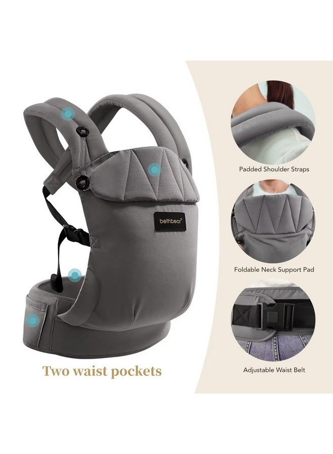 BethBear Baby Carrier for Newborn to Toddler 7-45 lbs with Natural Material, Ergonomic Design,Versatile and Adjustable,Hands Free for Moms&Dads,Gray - Image 2