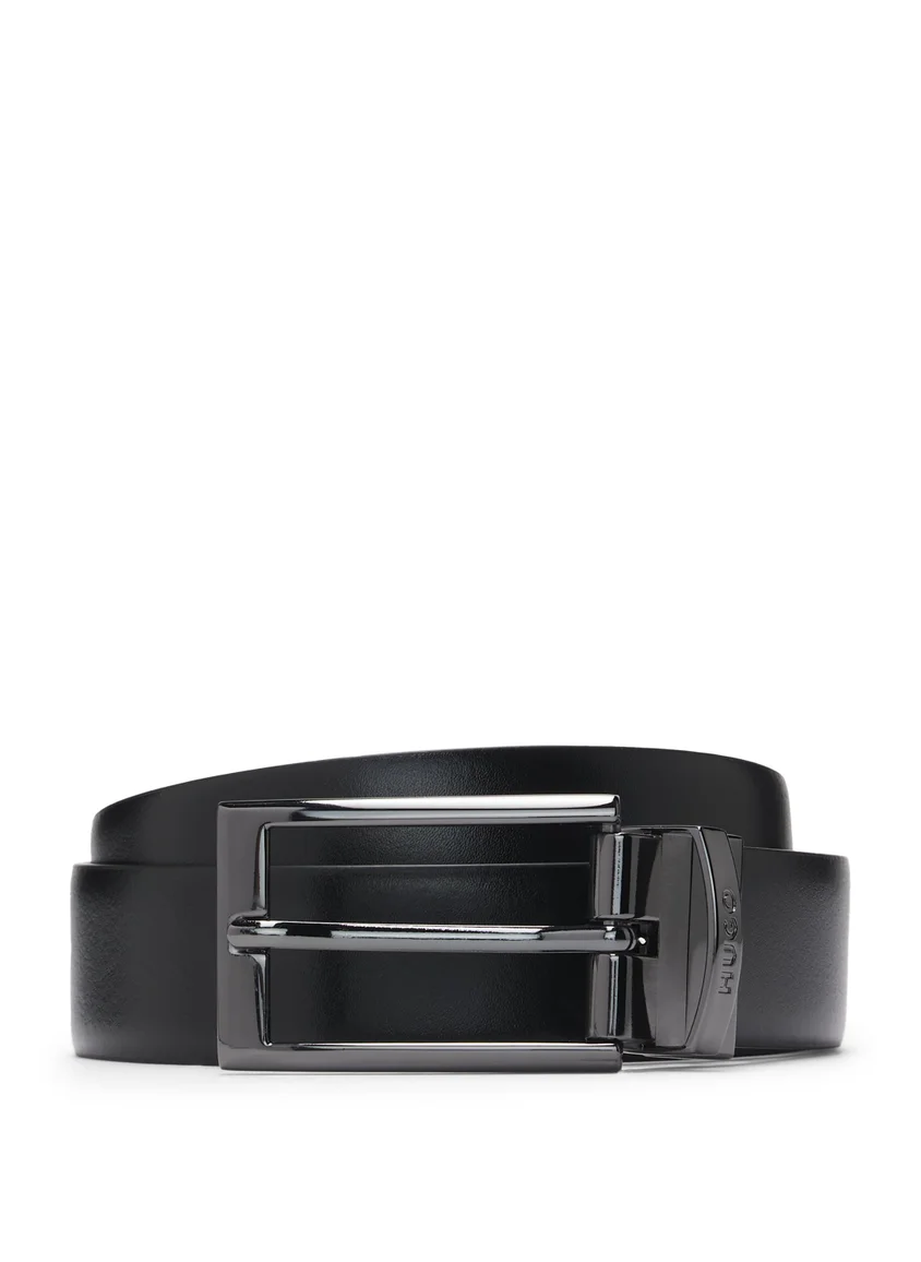 هوجو Reversible leather belt with branded keeper