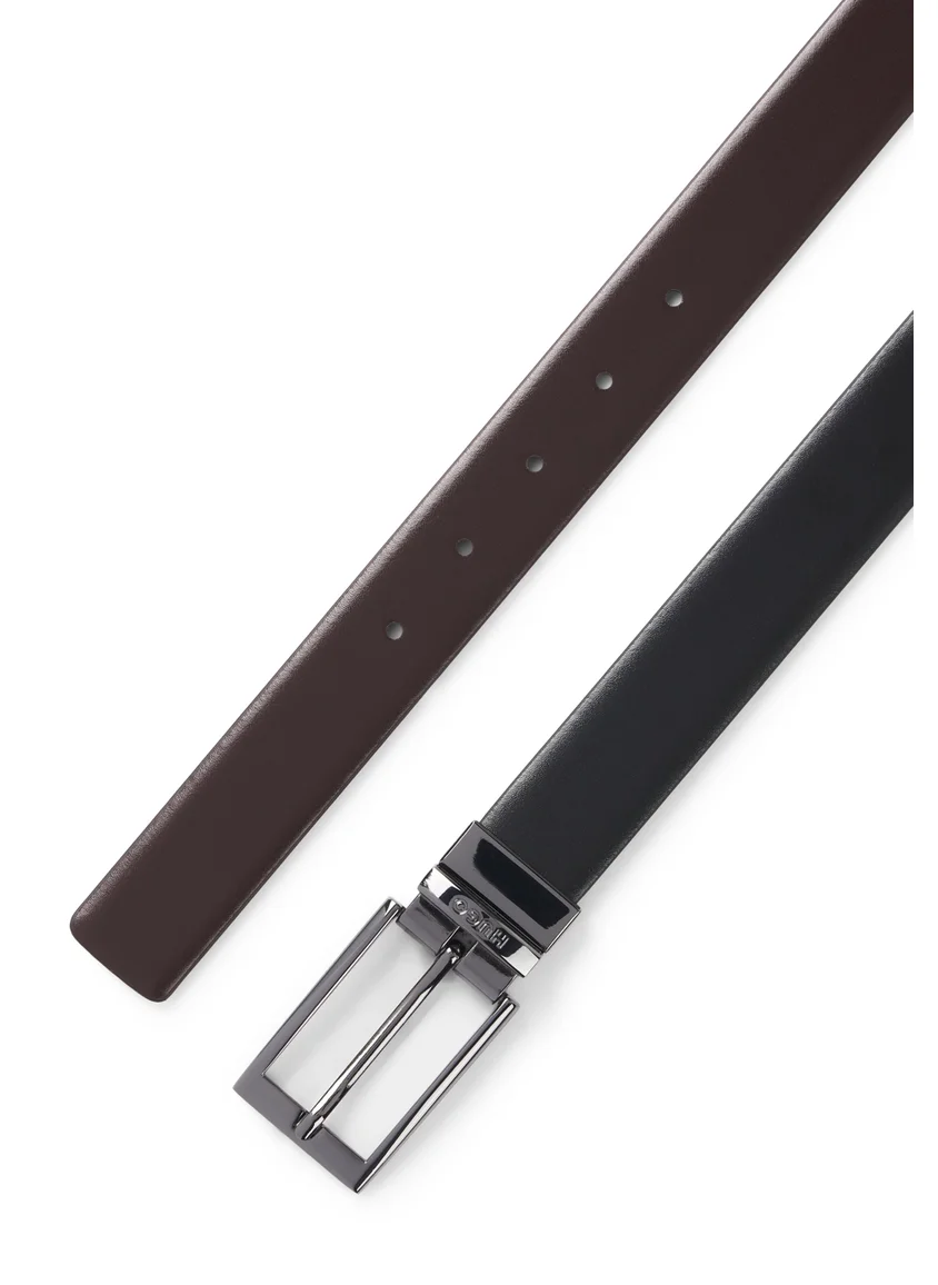 هوجو Reversible leather belt with branded keeper