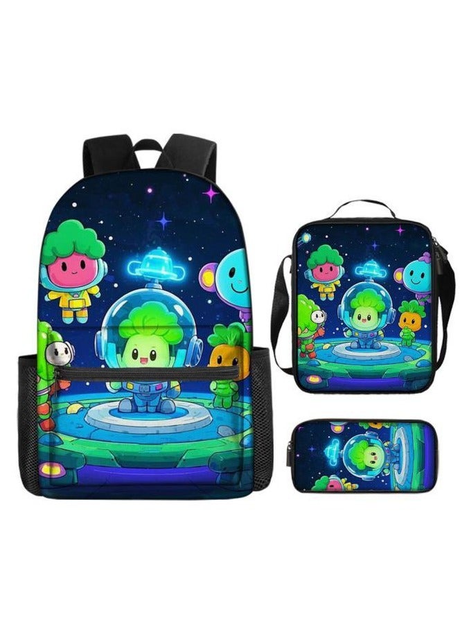 Cartoon three-piece schoolbag with zipper - 641  - Image 2