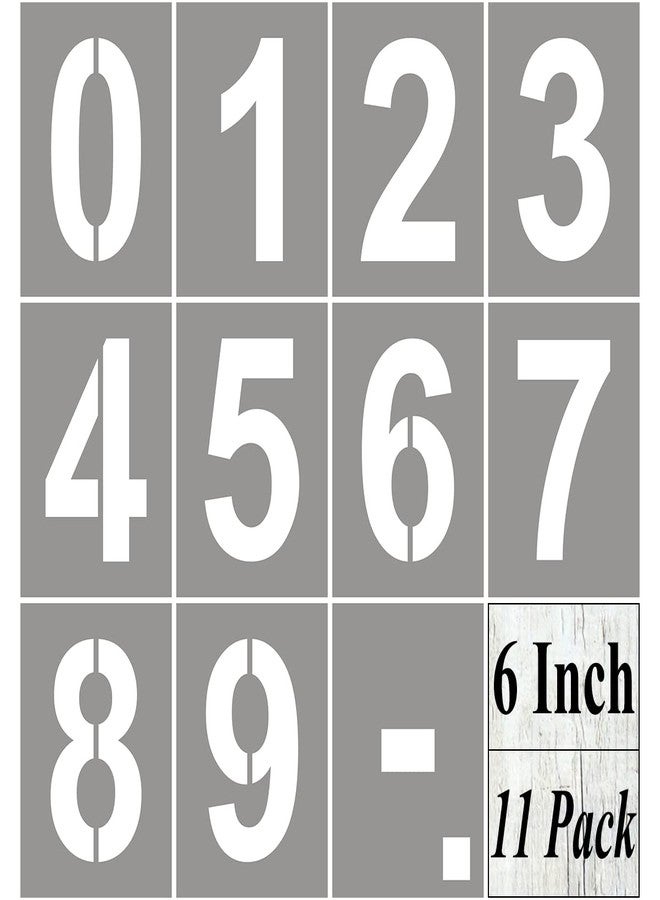 REOLAN 6 Inch Large Number Stencils for Painting - 11 Pack Number Stencil Templates for Curb Address, Cakes, Cookies, Mailboxes and Crafts, Reusable House Numbers Stencils for Wood Signs & Cement Wall Art - Image 1