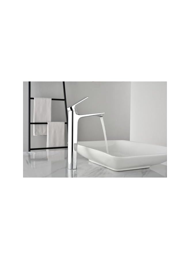 The Bros خلاط حوض بمقبض واحد صنبور حوض غسيل ثقيل الوزن صنبور حمام مياه باردة وساخنة صنبور زينة ارتفاع مربع (كروم) - Image 4