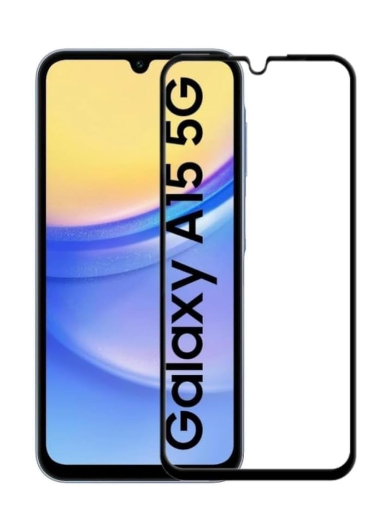 Denx Screen Protector for Samsung Galaxy A15 With Black Edge, Anti-Scratch, High Transparency, Anti-fingerprint, Premium Screen Protector Tempered Glass For Galaxy A15 - Image 1