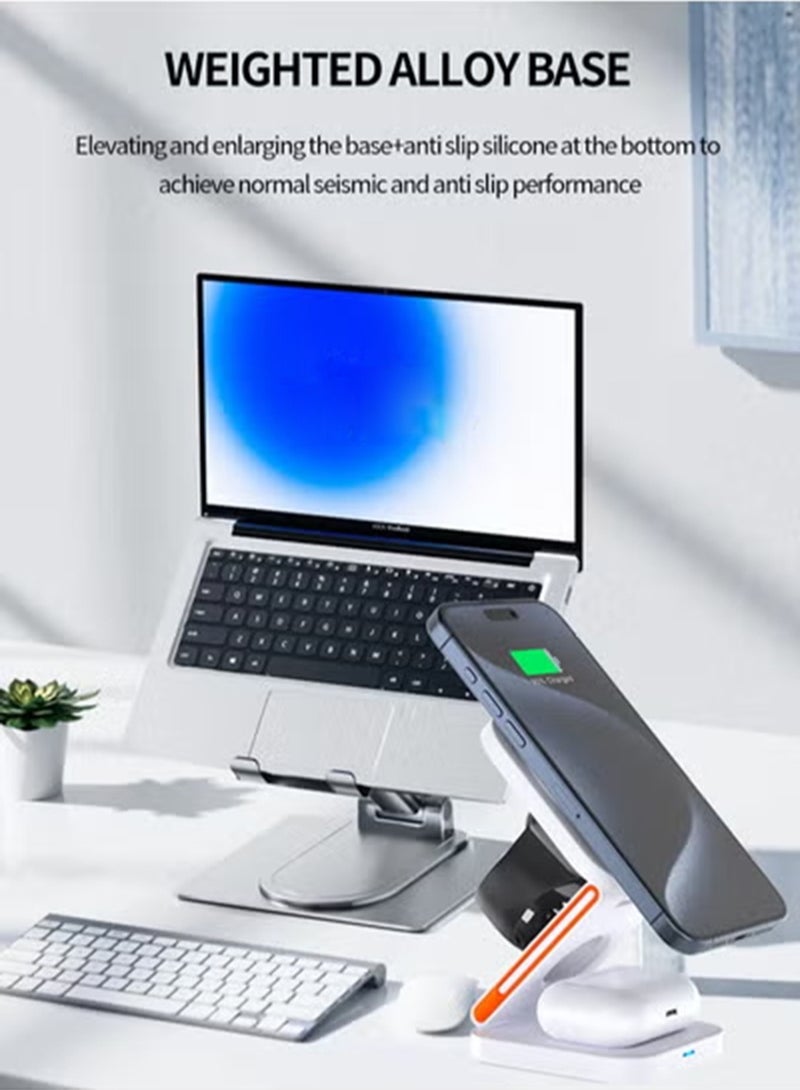 General 3 In 1 Magnetic Wireless Charger Station, Fast Wireless Charger Stand for Fast Charge, Foldable Suitable For Travel Phone Apple iPhone 15 14 13 12 11 X Pro Max iWatch 8 7 6 5 4 Samsug Galaxy S(Black)  - Image 3