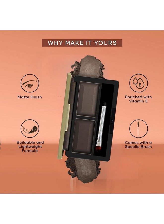 Fashion Colour - Dual Eyebrow Powder Kit | Powder With Brush | Long-Lasting | Natual Looking Brows | Rich Color Payoff | Shaped & Defined Brows | Available In 2 Shades | Waterproof And Smudgeproof | Brown | 8Gm - Image 1