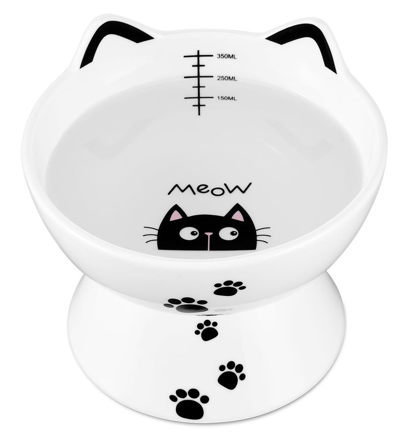 Yedio Porcelain Raised Cat Bowl, No Spill Cat Water Bowl with Anti Slip Band, Elevated Porcelain Pet Bowl Protect Pet's Spine, Large Capacity Pet Water Bowl, 15 oz, Dishwasher Safe - Image 1
