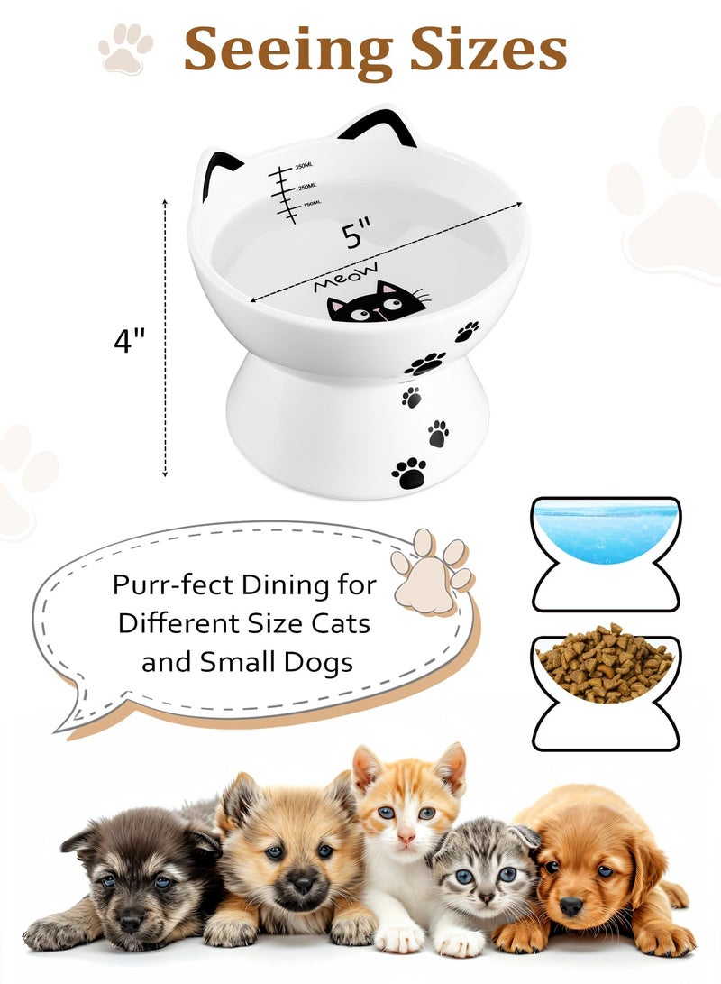 Yedio Porcelain Raised Cat Bowl, No Spill Cat Water Bowl with Anti Slip Band, Elevated Porcelain Pet Bowl Protect Pet's Spine, Large Capacity Pet Water Bowl, 15 oz, Dishwasher Safe - Image 2