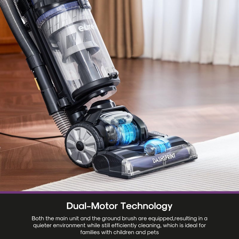 Eureka Upright Vacuum Cleaner for Carpet and Hard Floor,Powerful Vacuum with Dual Cyclone Suction,Swivel Steering,Anti-Tangle,Large Dust Cup,NEU612BL, Blue - Image 5