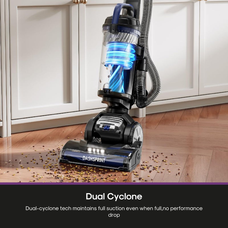 Eureka Upright Vacuum Cleaner for Carpet and Hard Floor,Powerful Vacuum with Dual Cyclone Suction,Swivel Steering,Anti-Tangle,Large Dust Cup,NEU612BL, Blue - Image 4