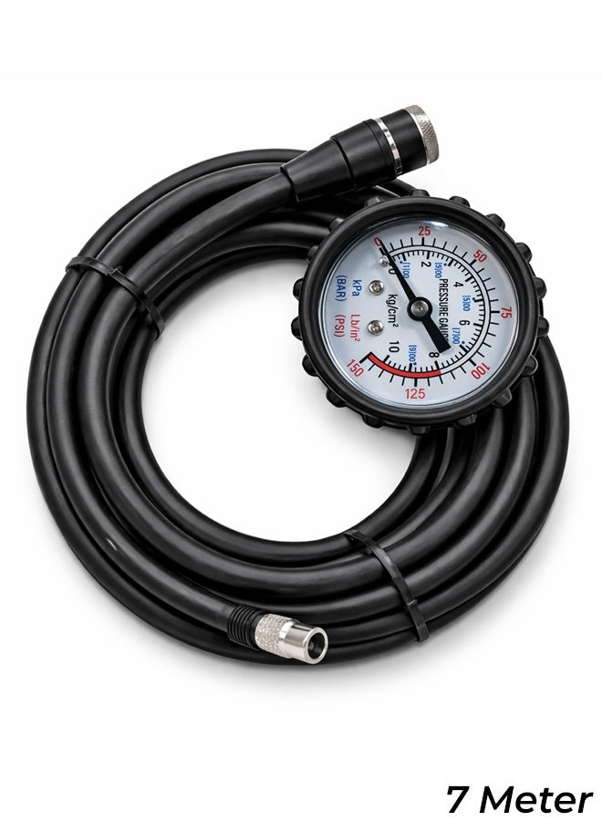 7M Tire Pressure Gauge Hose with Analog Display and Quick Connect Air Fitting – Suitable for Cars, Trucks, and Motorcycles - Image 1