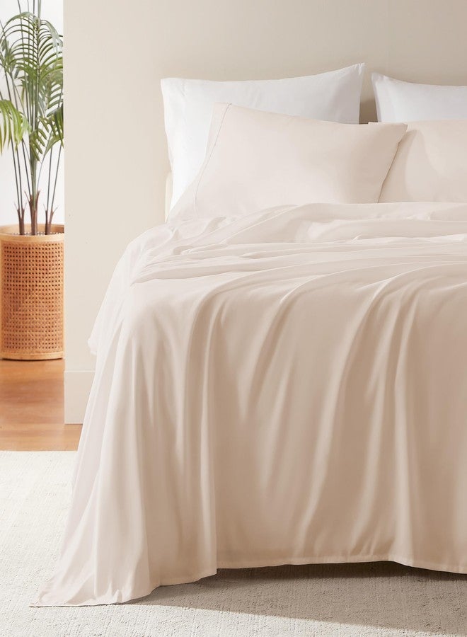 SLEEP ZONE مجموعة ملاءات سرير توين للأطفال من سليب زون نانوتكس سوبر سوفت للتبريد 3 قطع - مجموعة ملاءات مفروشة ووسائد سهلة العناية - خالية من التجاعيد، مقاومة للتلاشي، جيب عميق 16" (بيج، توين) - Image 1