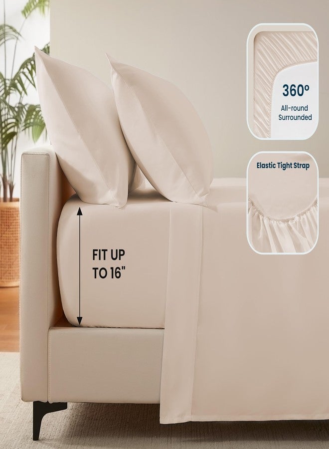 SLEEP ZONE مجموعة ملاءات سرير توين للأطفال من سليب زون نانوتكس سوبر سوفت للتبريد 3 قطع - مجموعة ملاءات مفروشة ووسائد سهلة العناية - خالية من التجاعيد، مقاومة للتلاشي، جيب عميق 16" (بيج، توين) - Image 5