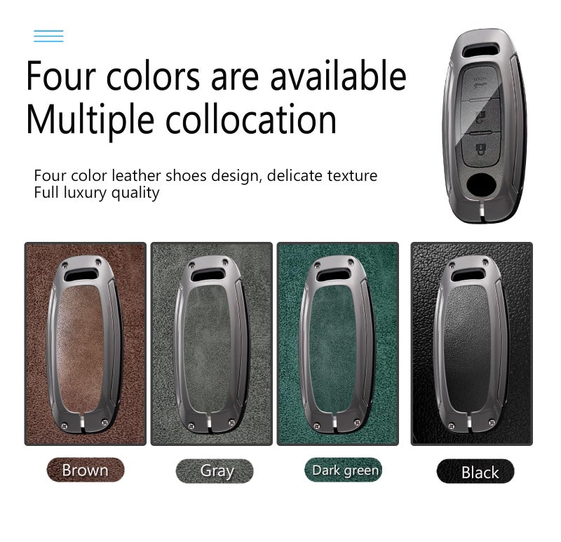 ontto Metal and Leather Key Bag Fit for Nissan 2023-up Key Fob,Solid and Durable Car Key Case for Maxima Armada Rogue Pathfinder X-Trail Versa Kicks Ariya Qashqai Teana Sentra,Brown - Image 3