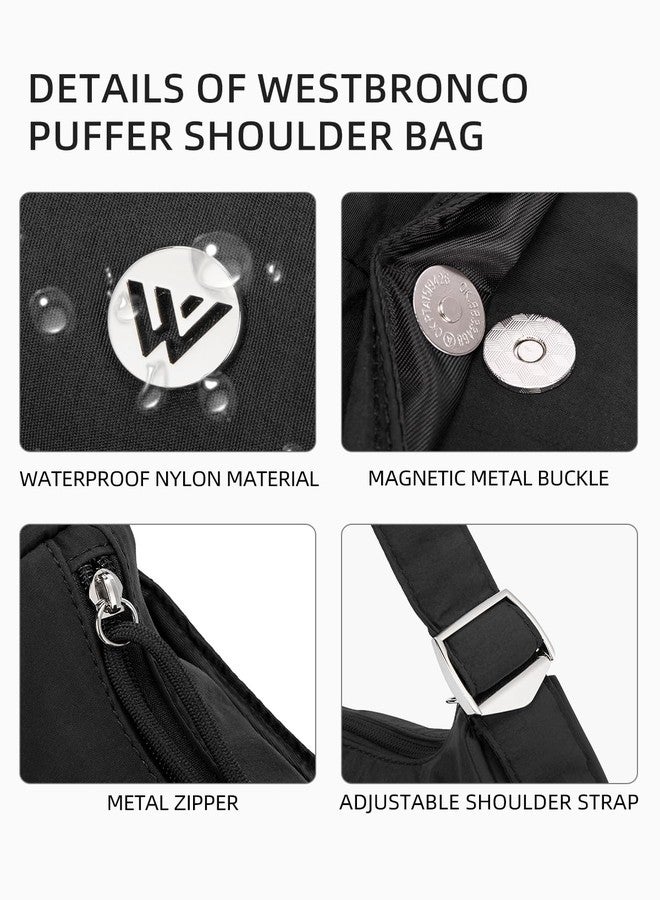 WESTBRONCO Puffer Crescent Shoulder Bags for Women Puffy Quilted Handbags, Nylon Shoulder Purse with Adjustable Strap - Image 5