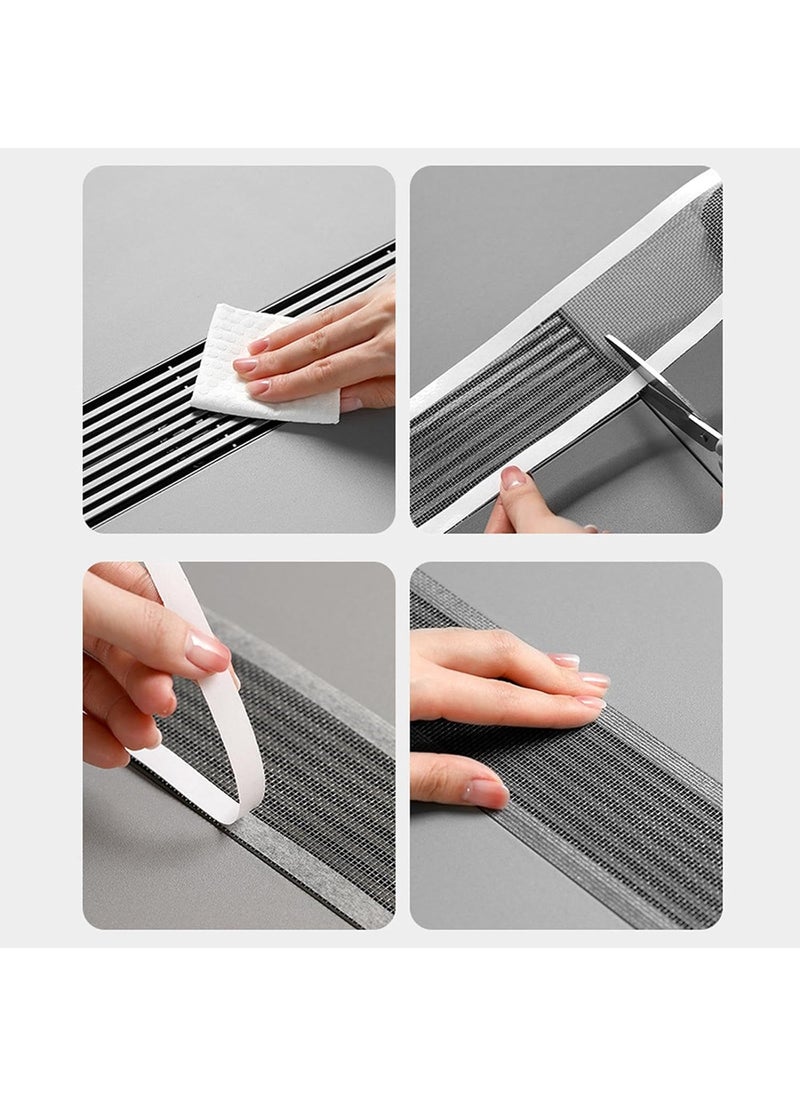 ZUMIE ZUMIE Sink Hair Trap Sticker Disposable Hair Catcher Shower Drain Mesh Stickers Cutable Shower Drain Cover Hair Catcher for Any Length Hair Stopper for Linear Shower Drain with Removal Tool  - Image 3