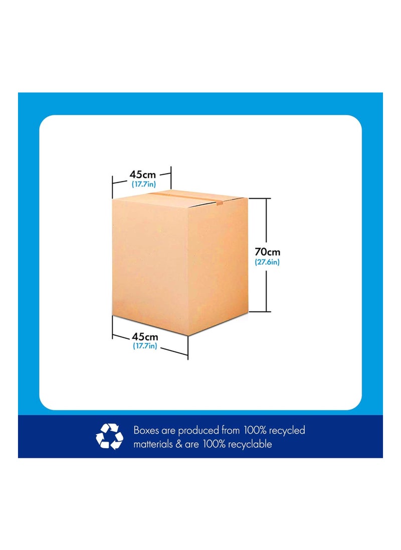 Toshonics 5 Pack Large Heavy Duty Double Wall 5 Ply Carton Box Cardboard Box for Moving Shipping Storage Size 70 X 45 X 45 cm Capacity 35 Kg Brown  - Image 3