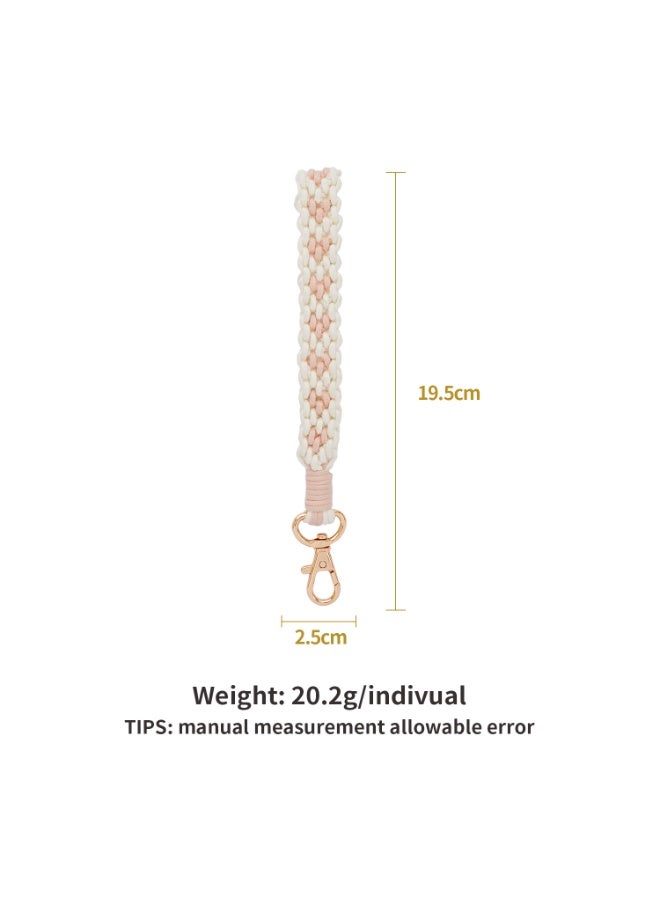 NIBEMINENT Phone Charm/ Chain Strap for Women Girls, Hand Woven Colorful Cell Phone Case Lanyard Wrist Strap,K68910/Pink - Image 1