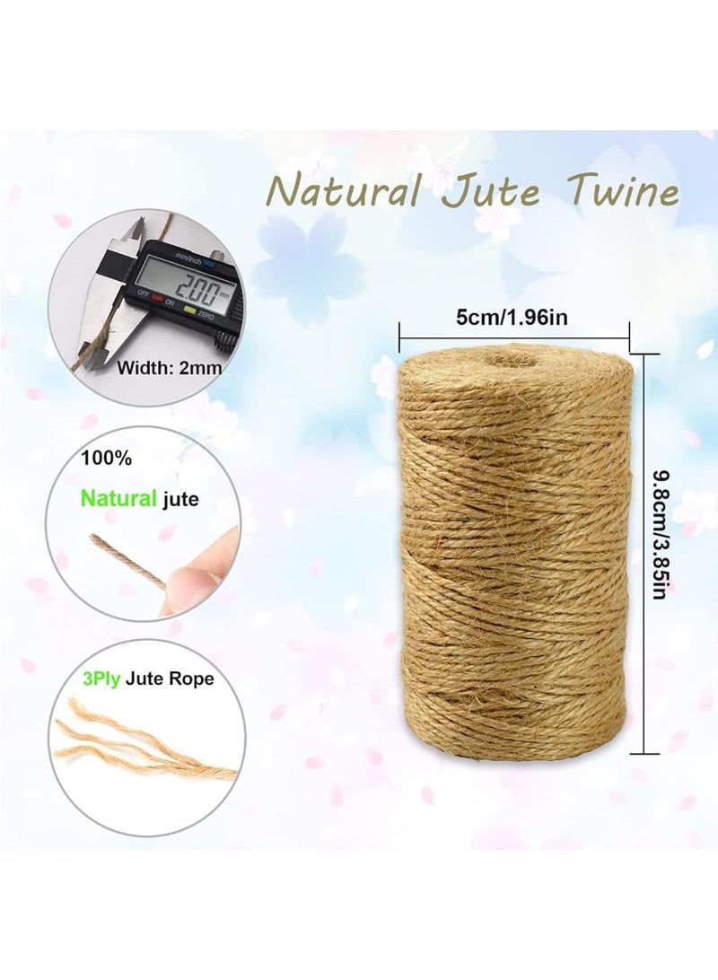 Natural Jute Twine 100 m Length 3 Ply Garden String Brown 2 mm Thickness for Decoration Floristry DIY Crafts Bundling Wrapping 1 Roll - Image 2