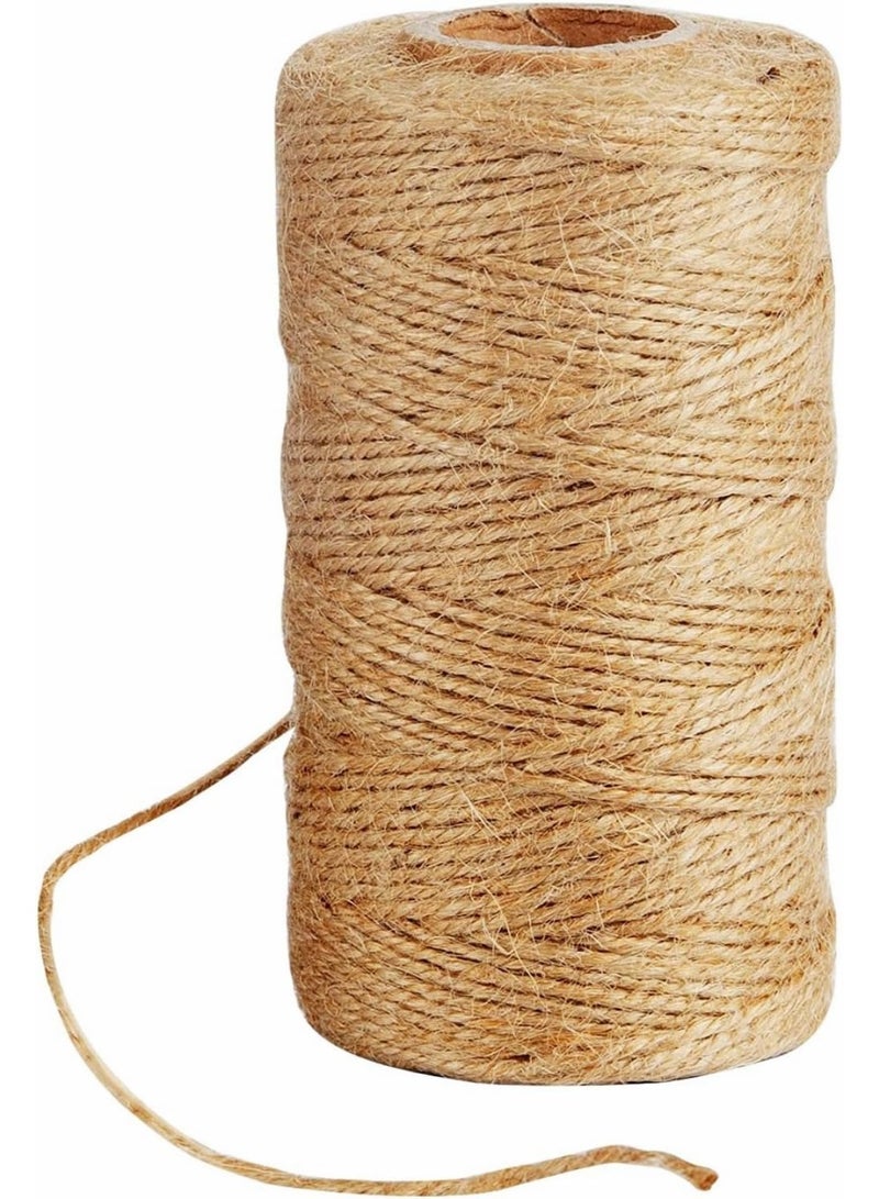 Natural Jute Twine 100 m Length 3 Ply Garden String Brown 2 mm Thickness for Decoration Floristry DIY Crafts Bundling Wrapping 1 Roll - Image 1