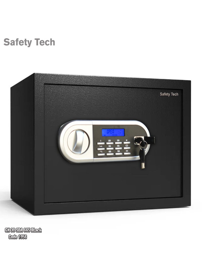Safety Tech - Safe with digital screen, movable internal shelf and powerful alarm, size 30*38*30cm - Image 1