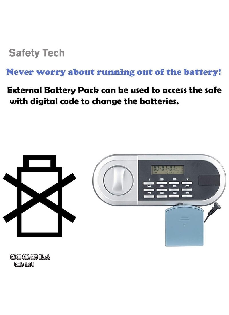 Safety Tech - Safe with digital screen, movable internal shelf and powerful alarm, size 30*38*30cm - Image 1