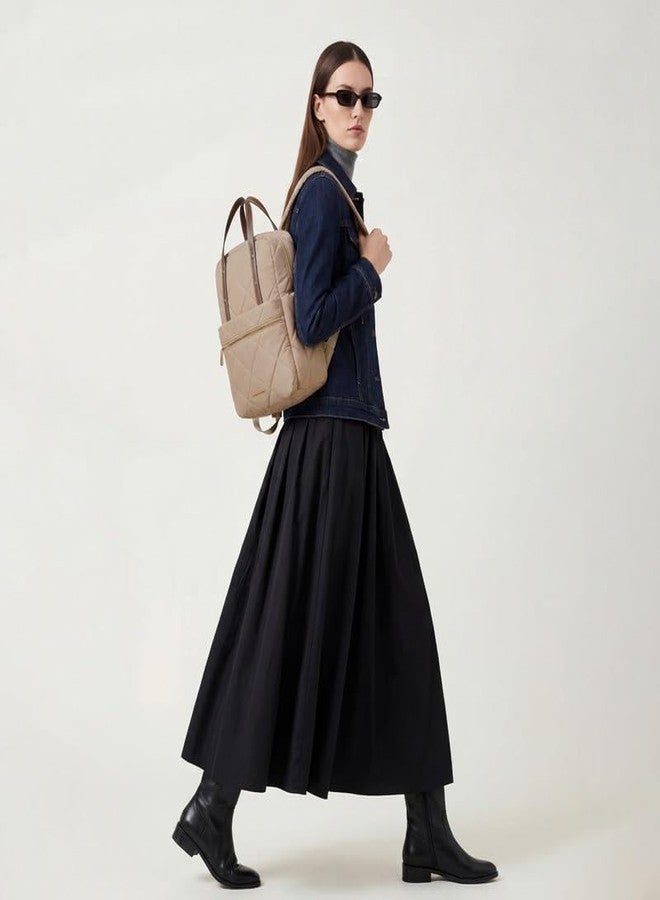 Accessorize London Women's Cream Elara Quilted Backpack | water-resistant Backpack with Detachable Sling Strap | Stylish Casual & Travel Handbag | Nylon Bag - Image 2