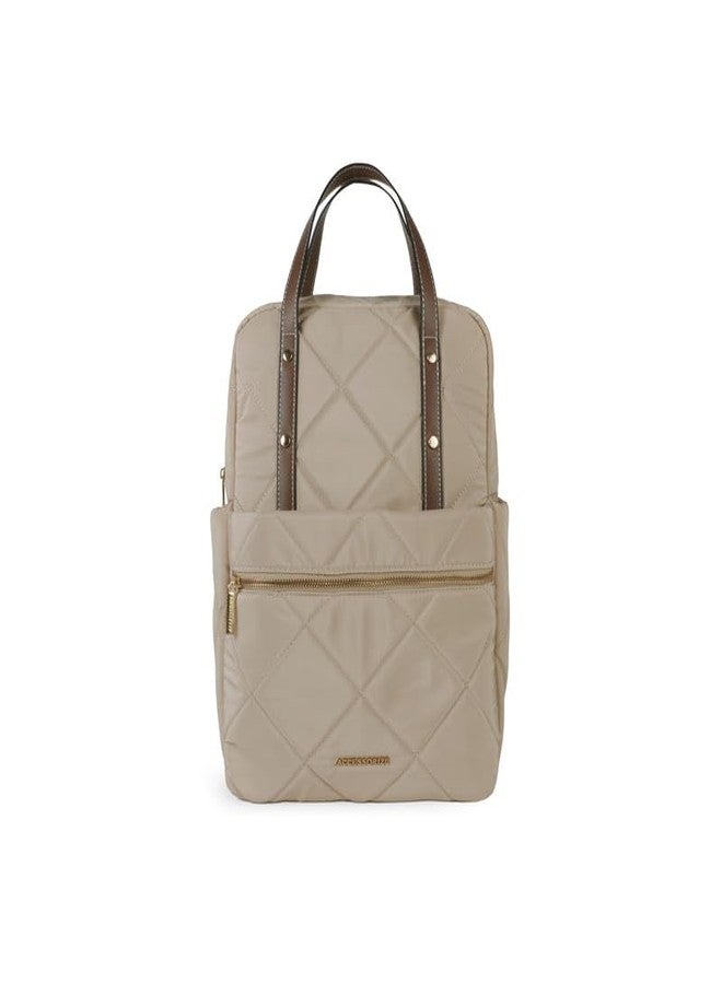 Accessorize London Women's Cream Elara Quilted Backpack | water-resistant Backpack with Detachable Sling Strap | Stylish Casual & Travel Handbag | Nylon Bag - Image 1