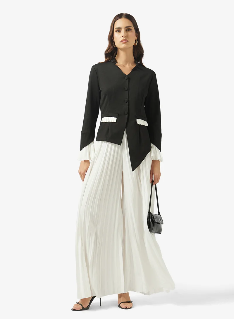 ELLA Color Block Top & Pleated Pant Set