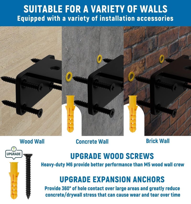 LEOPO 6 inch 6 Pack Floating Shelf Brackets, 1/5â€ Thick Heavy Duty Rustic Industrial Shelf Bracket, Floating Hidden Metal Bracket - Image 4