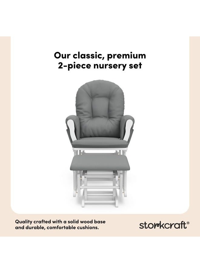 Storkcraft Premium Hoop Glider and Ottoman (White Base, Gray Cushion) – Padded Cushions with Storage Pocket, Smooth Rocking Motion, Easy to Assemble, Solid Hardwood Base - Image 5