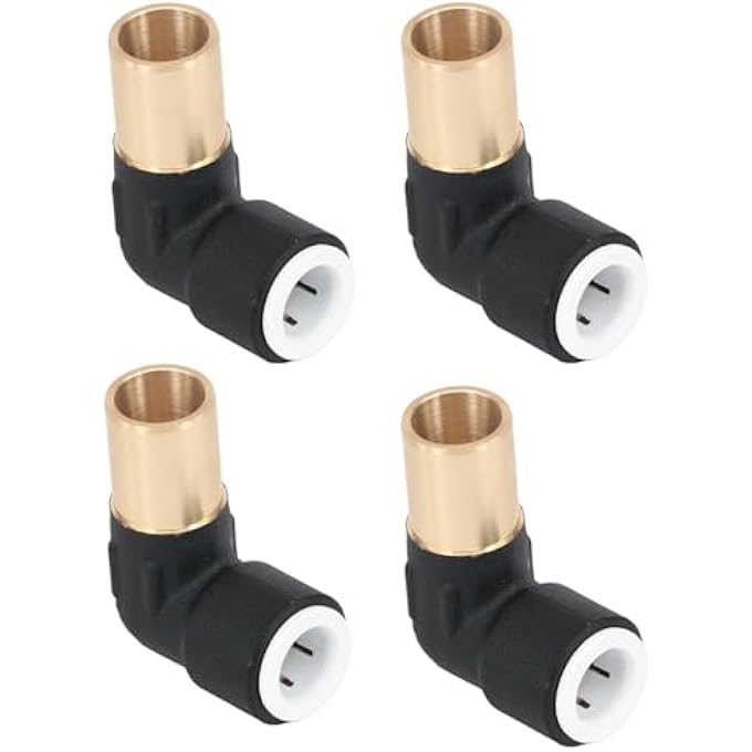 15MM X 10MM PUSH FIT RADIATOR VALVE BLACK REDUCING ELBOW STEM COMPRESSION (PACK OF 4) - Image 1