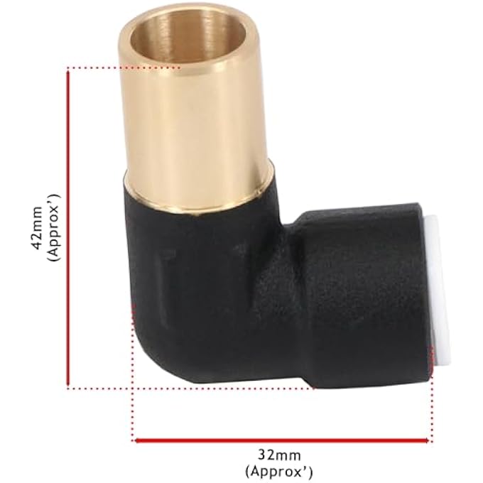 15MM X 10MM PUSH FIT RADIATOR VALVE BLACK REDUCING ELBOW STEM COMPRESSION (PACK OF 4) - Image 3