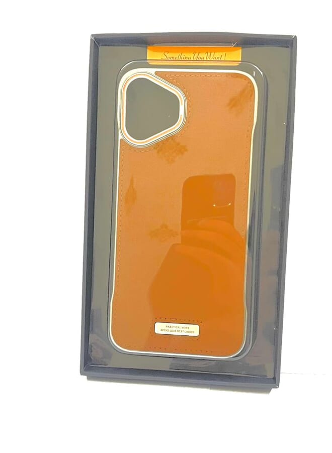 اس-توب حافظة جلدية من سبائك الألومنيوم للطيران لهاتف آيفون 16، حافظة معدنية رفيعة، حافظة هاتف جلدية خفيفة الوزن باللون البني - Image 2