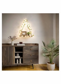 KASTWAVE Artificial Ivy LED-Strip Wall Hanging Shelves Set of 2, Hanging Plant Shelf, Wall Hanging Shelf for Bedroom Bathroom Living Room Kitchen, Wood Hanging Plant Shelves for Wall Décor  - Image 3