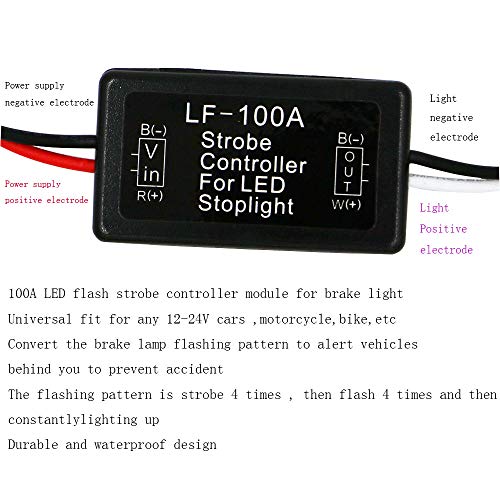 YSY 2PCS LF-100A Flash Strobe Controller Auto Car Flasher Module for LED Brake Light Tail Stop Light 12V (LF-100A) - Image 5
