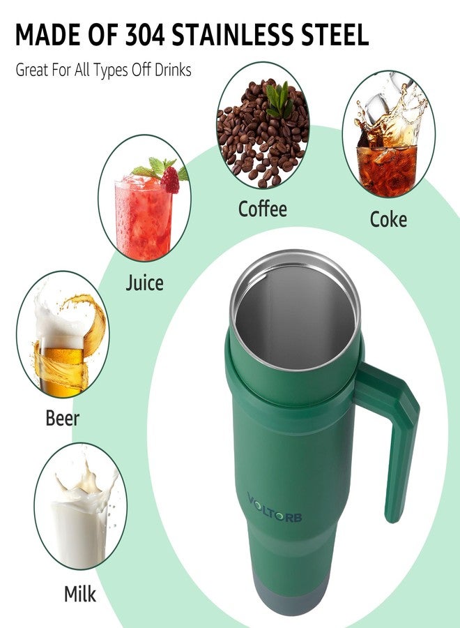 VOLTORB 40Oz Stainless Steel Thermos Portable for Car, With Straw and Wide Mouth Lid, Vacuum Insulated, Leakproof, Hot and Cold Beverage Container, Reusable for Travel, Camping - Image 2