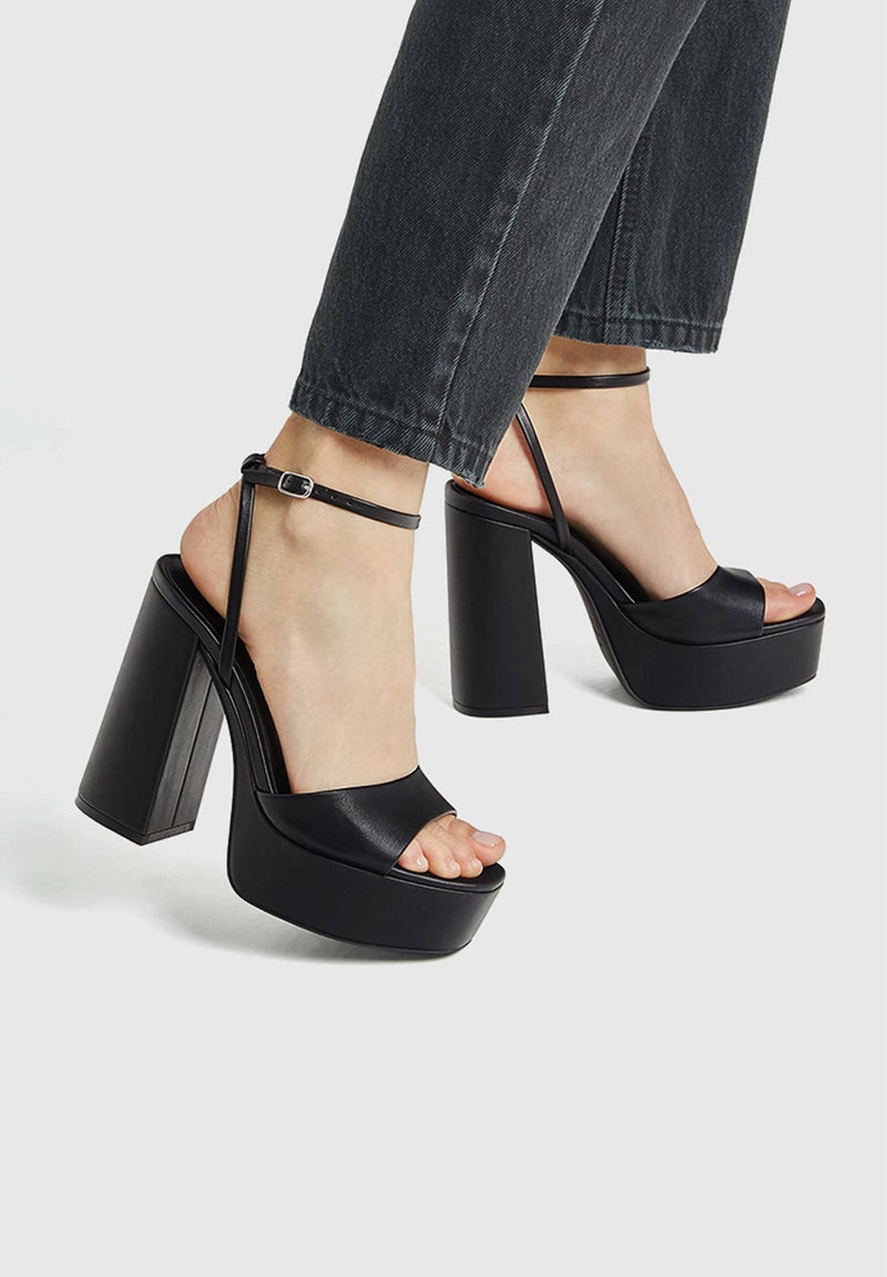Modatope Platform Heels for Women Black Platform Sandals Chunky Heel Open Toe Pumps Ankle Strap Womens Wedding Party Sandals Shoes Size 8 - Image 2