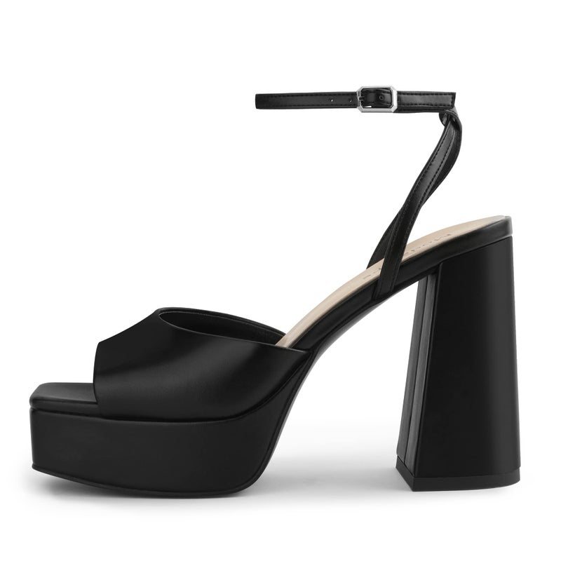 Modatope Platform Heels for Women Black Platform Sandals Chunky Heel Open Toe Pumps Ankle Strap Womens Wedding Party Sandals Shoes Size 8 - Image 4