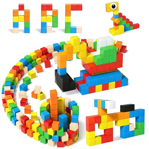 Annexfun 56PCS Magnetic Blocks for ToddlersMagnetic Building Blocks CubesMontessori Preschool STEM Sensory Toys for Kids Ages 3 Boys Girls Birthday 1IN - Image 1