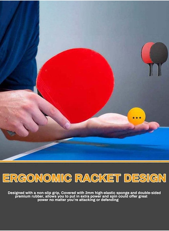 UNUNS Ping Pong Paddle Set,Professional Table Tennis Paddles Kit For 2 Player-2 Table Tennis Rackets,3 Ping Pong Balls And Portable Case,Ping Pong Rackets For Kids Adults Home Indoor Outdoor Play  - Image 3