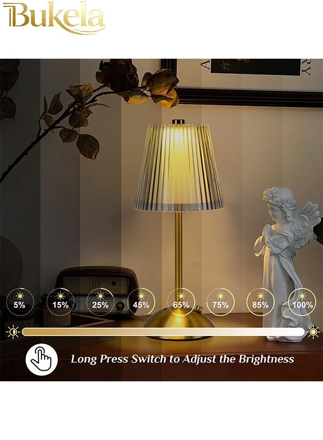 Bukela Portable Cordless Table Lamp, 3 Colors Model  Lamp, Rechargeable LED Touch Crystal Lamps, Dimmable Small Gold Lamp with Battery Operated for Bedside Living Room Dating and Reading - Image 3