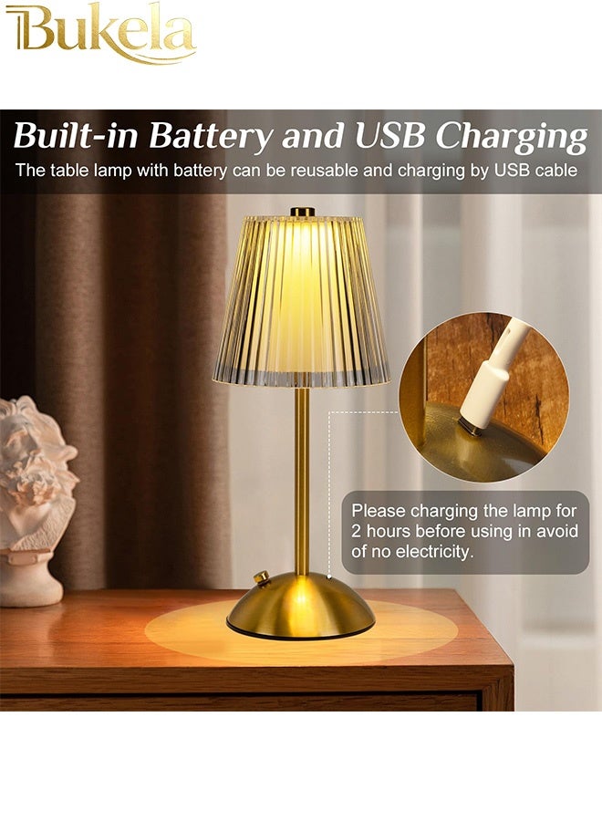Bukela Portable Cordless Table Lamp, 3 Colors Model  Lamp, Rechargeable LED Touch Crystal Lamps, Dimmable Small Gold Lamp with Battery Operated for Bedside Living Room Dating and Reading - Image 4