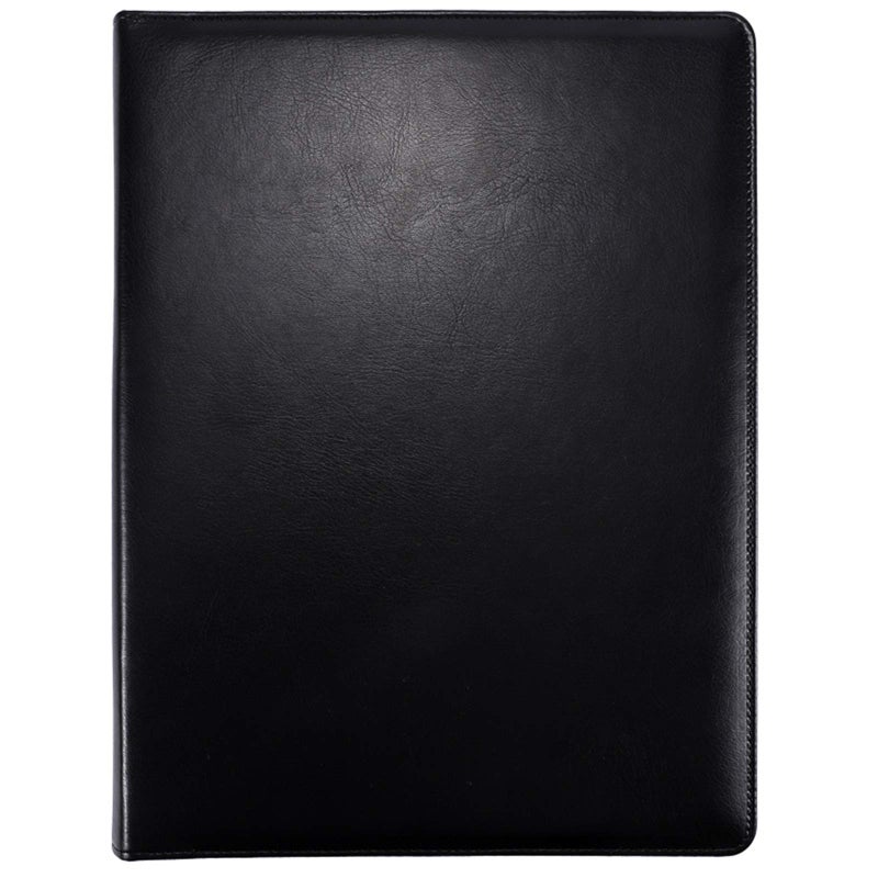 RHCSZ Padfolio/Portfolio Folder Clipboard,Resume/Interview Document Organizer & Business Card Holder Slot/Letter/A4 Size Writing Pad Holder,Faux Leather Office Conference Notepad Clip Boards, Black - Image 2