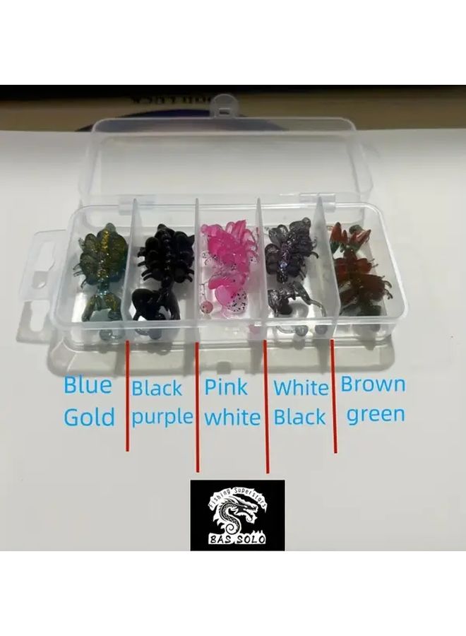 5 Colors Shrimp Shaped PE Soft Fishing Lures Single Weight 2.8g 5pcs Per Box Wrinkle Tentacle Design Water Wave Enhancement Carnivorous Fish Bait Hunting Fishing - Image 2