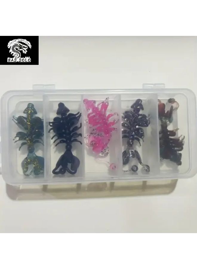 5 Colors Shrimp Shaped PE Soft Fishing Lures Single Weight 2.8g 5pcs Per Box Wrinkle Tentacle Design Water Wave Enhancement Carnivorous Fish Bait Hunting Fishing - Image 5
