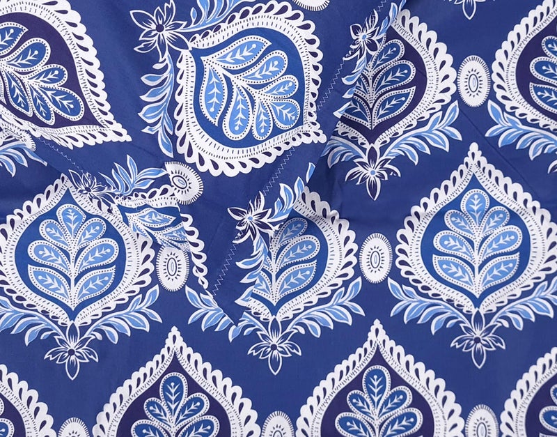 Divine Casa 144 TC 100% Cotton Double Bedsheet with 2 Pillow Covers | Skin-Friendly Fabric for Everyday Comfort | 254 X 222 CM | Floral Pattern | Dazzling Blue - Image 1