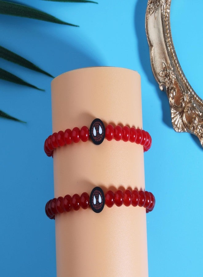 QqzsJewls Spider Superhero Matching Bracelets for Mom Son First Day of School Kindergarten Bracelets Gifts for Mama Mini Mommy and Me Comfort Jewelry Christmas Birthday Back to School Gifts Red - Image 3