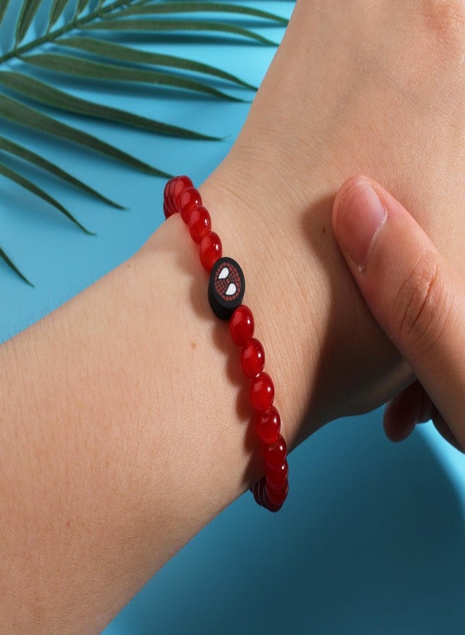 QqzsJewls Spider Superhero Matching Bracelets for Mom Son First Day of School Kindergarten Bracelets Gifts for Mama Mini Mommy and Me Comfort Jewelry Christmas Birthday Back to School Gifts Red - Image 5